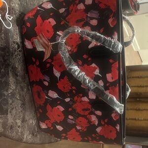 Victoria's Secret Black and Red Floral Tote
